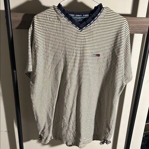 Tommy Jeans Yellow and Navy V Neck